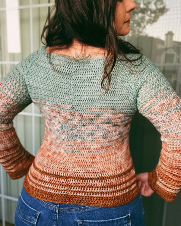 shoreline raglan top down seamless crochet sweater pattern