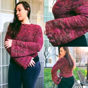 bell sleeve crochet sweater pattern, top down seamless sweater