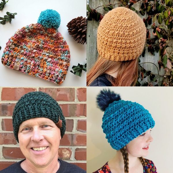crochet beanie pattern, crochet texture, quick and easy pattern
