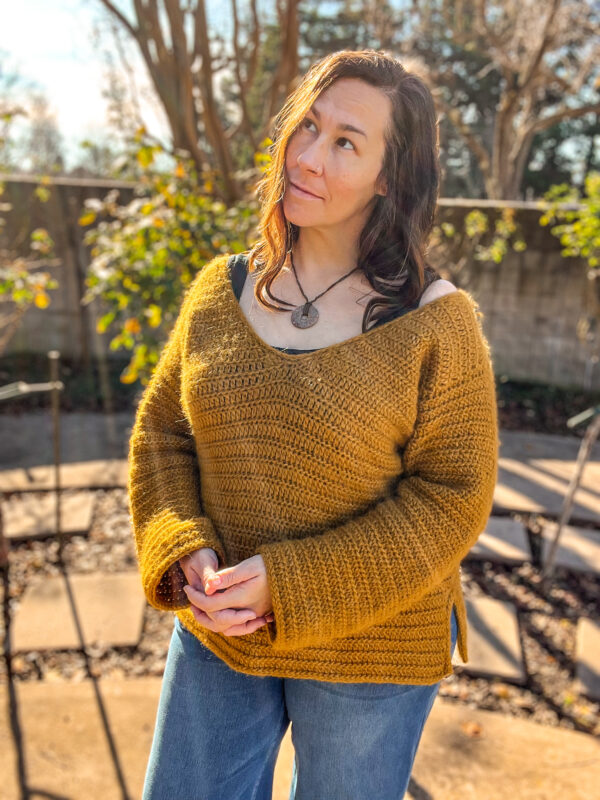 cozy v neck crochet sweater pattern