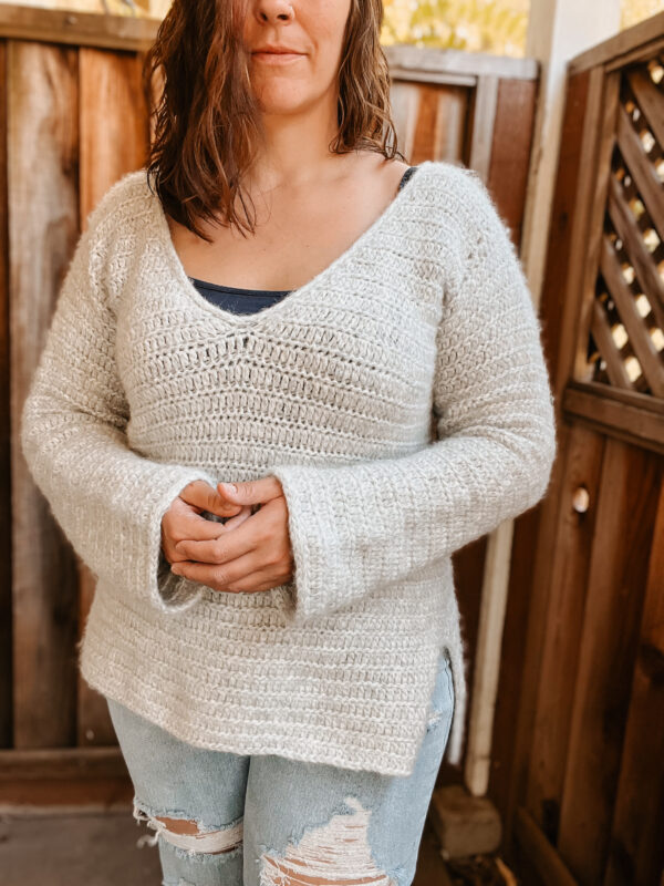 cozy v neck crochet sweater pattern